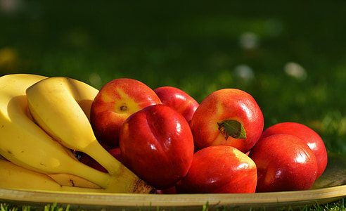 bananen, nectarines, fruit, vruchten, voedsel, sappige, heerlijke