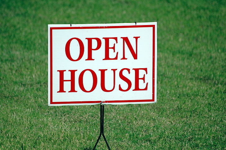 Jornada de portes obertes, signe, per a la venda, Immobiliària, casa, obrir, casa