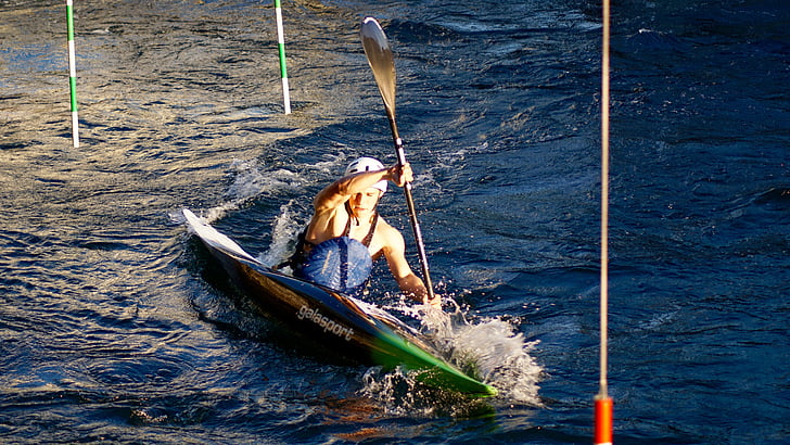 kayak, white water, water sports, man, young, sporty, dynamic