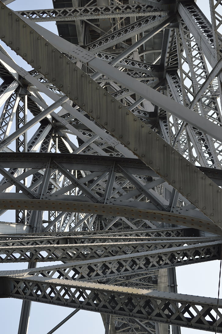 most, cevi, vrstice, železa, industrijske, zapletena, trikotnik