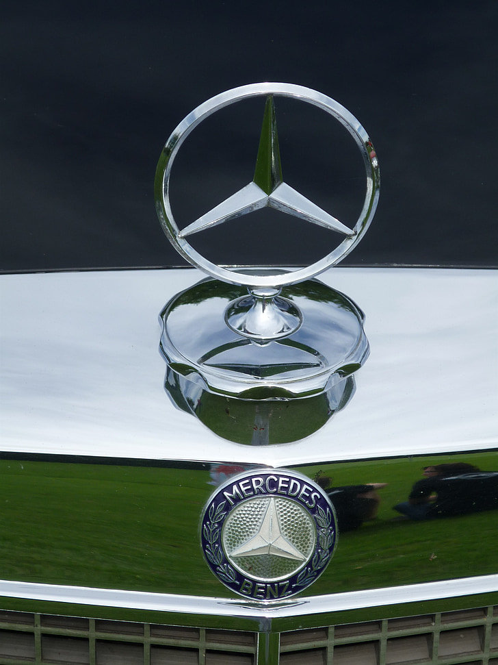 Mercedes, Star, Auto, Oldtimer, noir, star de Mercedes, marque de voiture