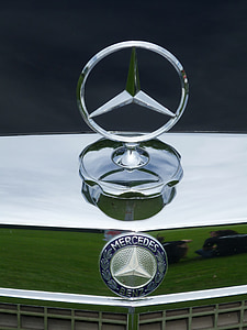 Mercedes, hviezda, auto, Oldtimer, čierna, hviezdou Mercedes, značka auta
