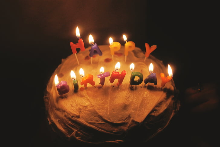 Щастлив, рожден ден, торта, свещи, светлина, торта за рожден ден, глазура