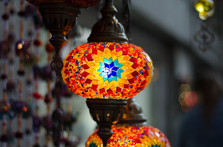 lamp, light, glass, illumination, mosaic, turkish, cultures