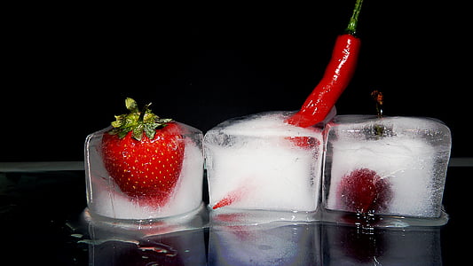 appétissant, Berry, délicat, délicieux, glace, fraise, fraise dans la glace