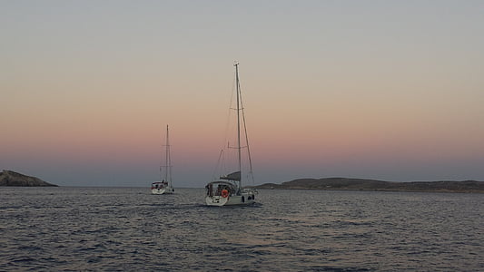 Sunset, havet, bådene, nautiske fartøj, natur, sejlads, sommer