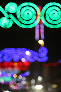 Parc d’attractions, bokeh, Blackpool, lumières, illumination, nuit