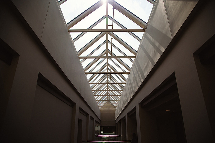 building, hallway, skylight, ceiling, architecture