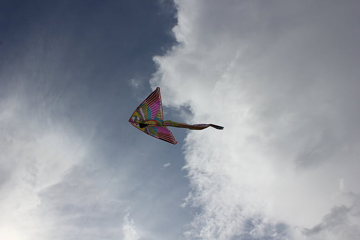 kite, sky, clouds, wind