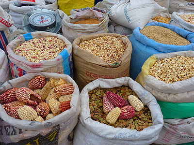 kukuřice, odrůd kukuřice, Peru, barevné mais, prodej obilí, trh