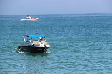 Playa, Océano, barco, lancha rápida