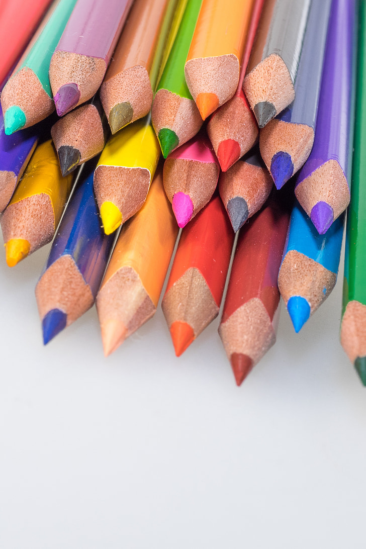 olovke u boji, drvenim klinovima, olovke, šarene, boja, boja, škola
