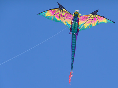 Kite, voando, céu, Dragão, vento, ao ar livre, recreação