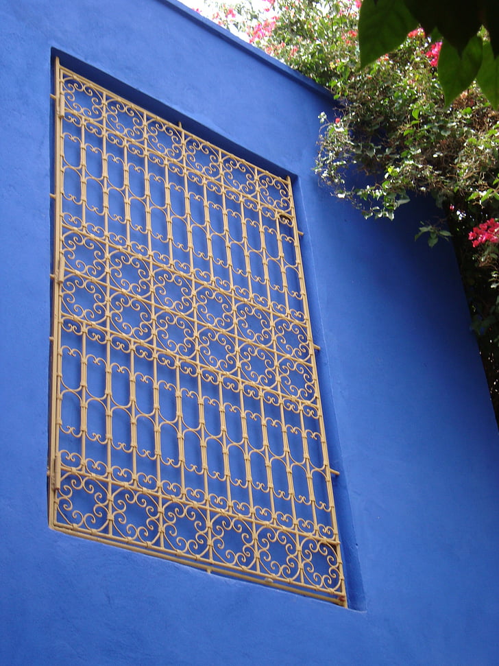 bleu, fenêtre de, oriental, cultures, architecture