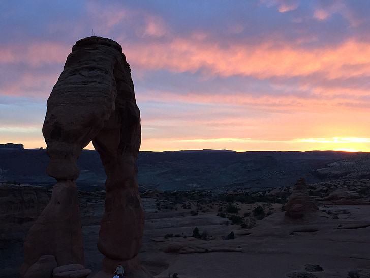 pôr do sol, Moab, deserto, Rock - objeto, lugar famoso, paisagem, arenito
