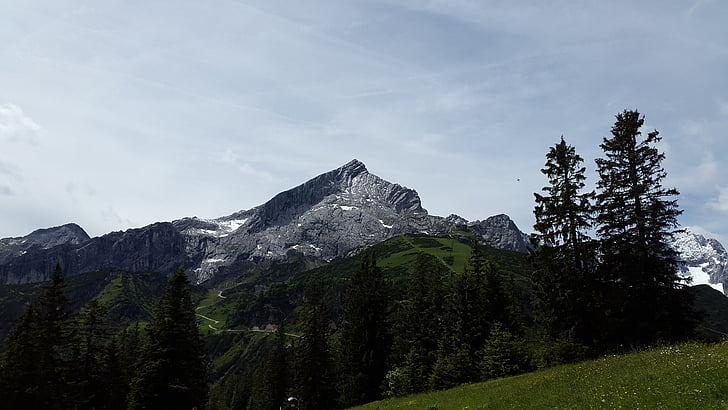 alpspitze, alpine, weather stone, mountain, zugspitze massif, garmisch, summit