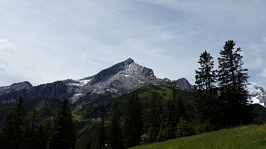 Alpspitze, alpino, pietra meteorologica, montagna, massiccio della Zugspitze, Garmisch, vertice
