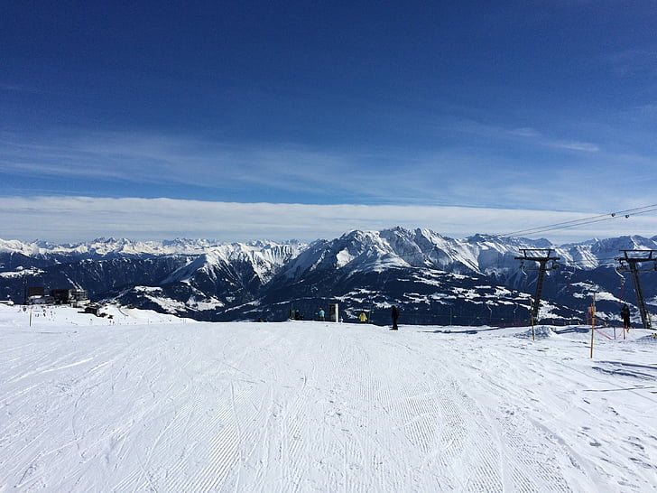 montañas, nieve, Suiza, invierno, Blanco, esquís, los Alpes