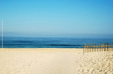 Plaża, Quiaios, Portugalia, niebieski, spokojnej, krajobraz, Natura