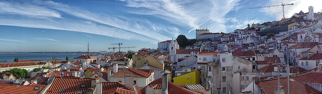 Лисабон, панорама, Tejo, Стария град, Alfama, Outlook