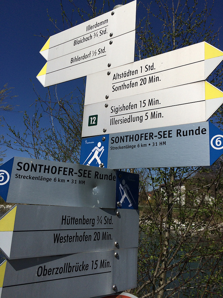 Allgäu, Sonthofen, μονοπάτια πεζοπορίας, σημάδια, Κατάλογος