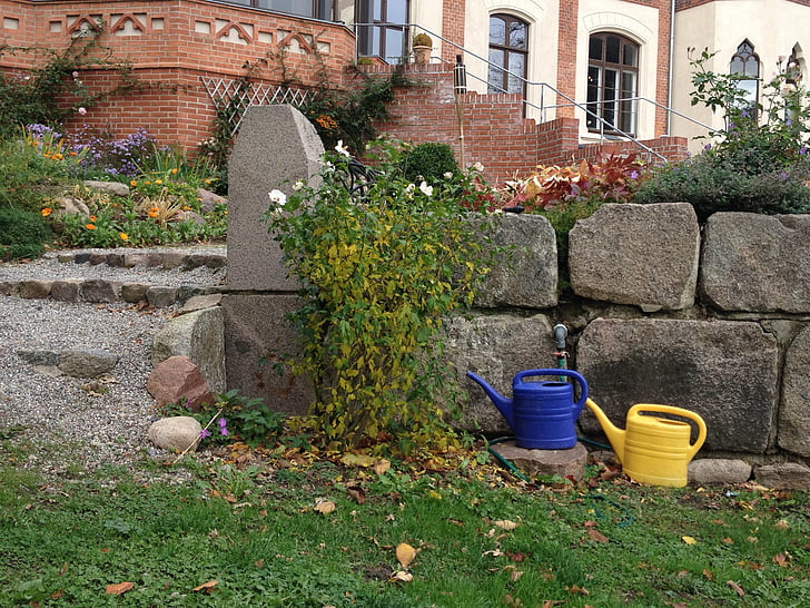 kanvica na vodu, Záhrada, kamenná stena, Schlossgarten, vonku, Architektúra, kvet