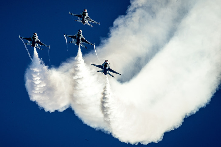 pokazy lotnicze, Thunderbirds, formacji, wojskowe, samolot, Dysze, f-16