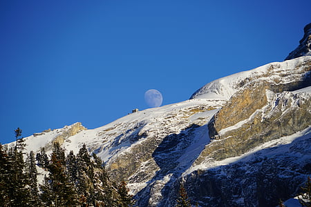 blüemlisalphut, ดวงจันทร์, พระจันทร์เต็มดวง, ภูเขา, ภูมิทัศน์, ธรรมชาติ, ดวงจันทร์ยักษ์