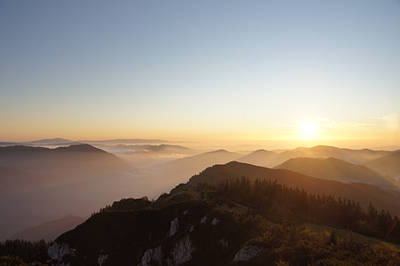 hochlantsch, ภูเขา, ทะเลหมอก, พระอาทิตย์ขึ้น, ภูเขา, หมอก, อารมณ์