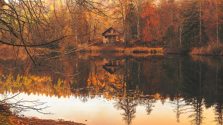 italy, autumn, fall, cottage, house, home, cabin