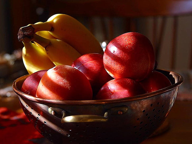 skledo sadja, jabolko, banane, Tihožitje, sadje, vitamini, hrane