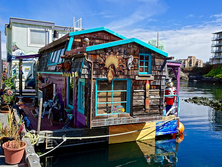 houseboat, victoria, house, water, canal, building, vessel