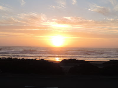 solnedgang, Ocean beach, hav