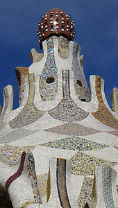 Barcelona, mozaika, efekt, Gaudi, gaudí ogród