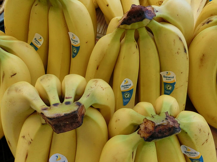 банани, фрукти, здоровий, фрукти, жовтий