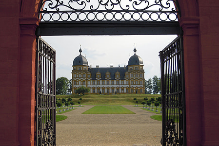 Schloss seehof, Gateway arch visningar, Blacksmithing, Memmelsdorf, Archway, Park