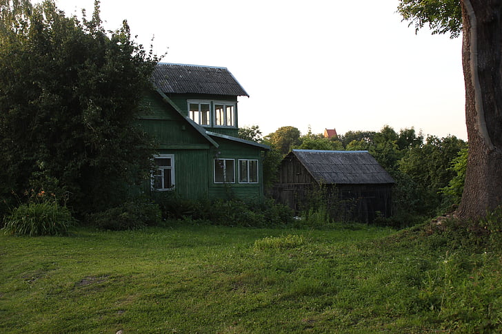 landsbyen, gammelt hus, Litauen, landet, trehus, hytte, landlig