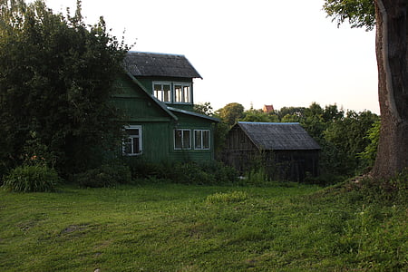 ciems, vecā māja, Lietuva, valsts pusē, koka mājā, māja, lauku