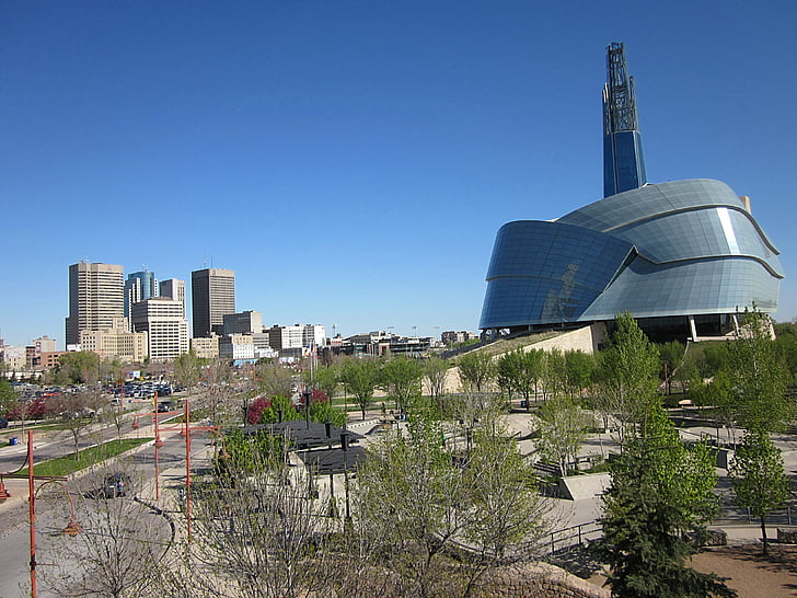 Kanādas cilvēktiesību muzejā, Winnipeg, Manitoba, muzejs, cilvēktiesības, arhitektūra, slavena vieta