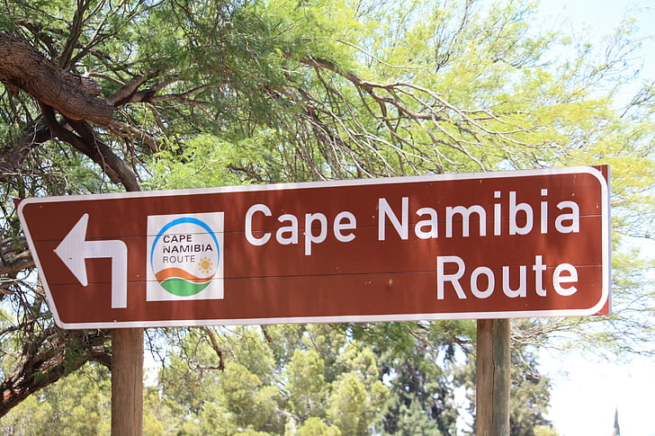 cape namibia route, south africa, street sign