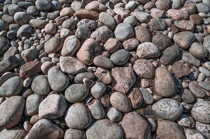 kameny, oblázky, kámen, drsné, šedá, vzor, dekorace