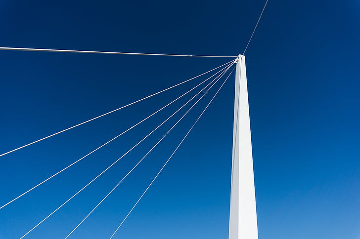 white, concrete, tower, blue, sky, post, wire