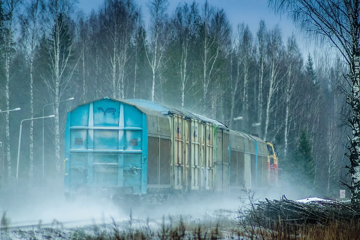 train, winter, the train track, train car, weather, no people, cold temperature