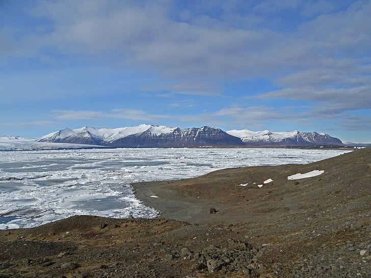 ledenik, ledeniško jezero, Islandija, sneg krajine, LED, hladno, sneg