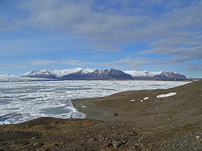 ledynas, ledyninį ežerą, Islandija, sniego peizažas, ledo, šaldymo, sniego