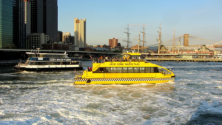 taksówką wodną, new york city, East River, Manhattan, NYC, Stany Zjednoczone Ameryki, Big apple