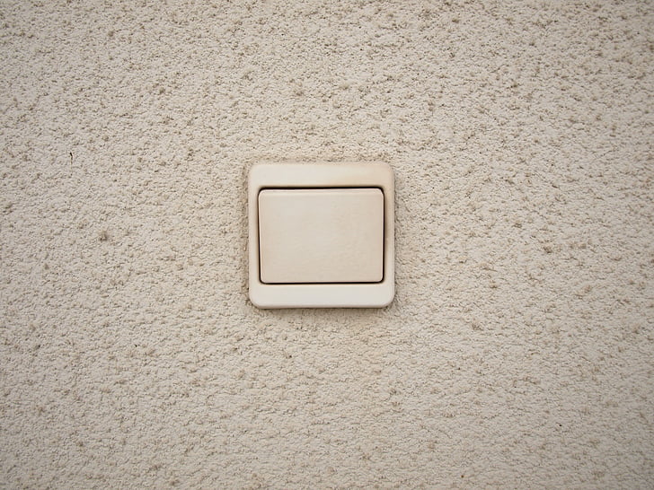beralih, di off switch, cahaya, dinding, tekstur, putih, fasad