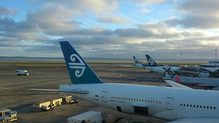 newzealand, Jet de megy zseb, New York-i airways, repülőtér, sík, Sky