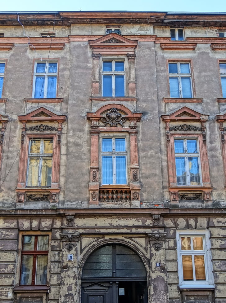 Bydgoszcz, Polen, arkitektur, fasad, hus, framsidan, exteriör