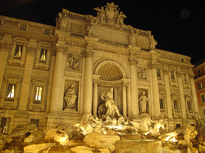 fontána čakanka, Rím, noc, Taliansko